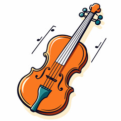 Cartoon Violin Vector Illustration &ndash; Playful, Stylish Music Instrument with Smooth Curves, Clean Design.