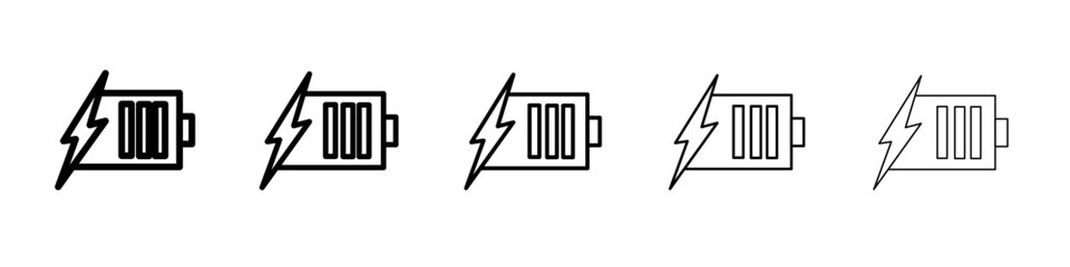 Battery fast charge icon black and white vector sign