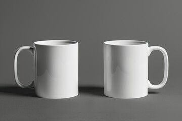 High Definition Picture of Two Positions of a White Mug on a Gray Background