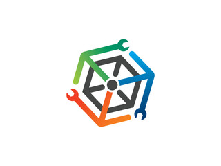 Collaborative Tech and Engineering Tool Hub Logo Template