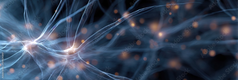 Aufkleber Close-up Abstract of Synaptic Space Showcasing Vibrant Light Pulses Interacting in a Neural Network