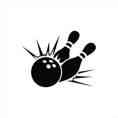 Bowling Pins and Ball Silhouette Icon - Vector Illustration © Journey