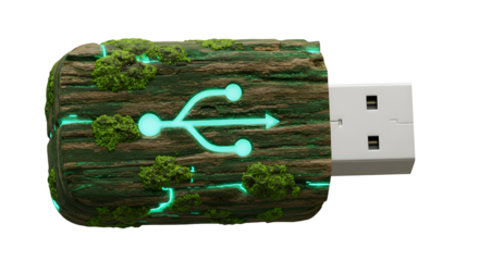 Glowing USB Drive 3D Illustration