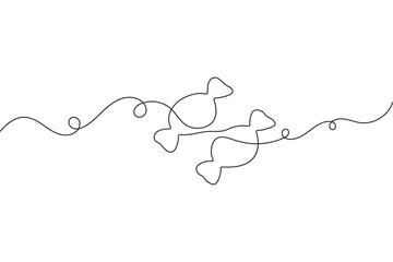 Candy continuous one line drawing and minimalist style isolate outline vector illustration
