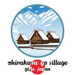 Circle Icon Shirakawa-go Village. Vector illustration