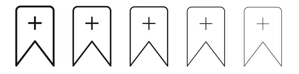 Obraz premium Bookmark add icon black and white vector sign