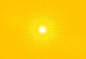 Obraz premium Golden sunburst radiating light rays on vibrant yellow background, sunlight, light effect