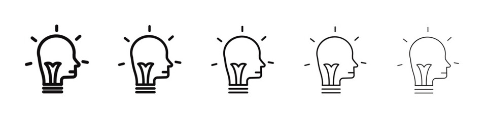 Brain idea icon black and white vector sign