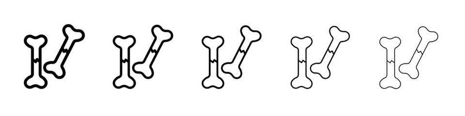 Broken bone icon black and white vector sign