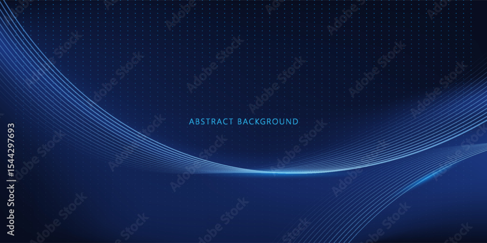 Poster abstract glowing wave lines on dark blue background. dynamic wave pattern. modern flowing wavy lines