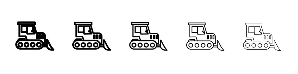 Fototapeta premium Bulldozer icon black and white vector sign