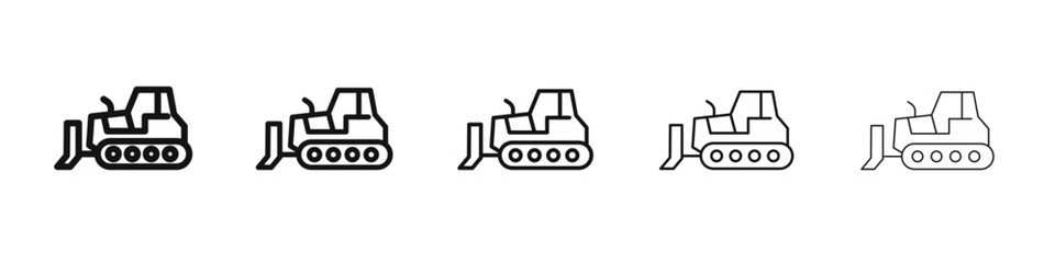 Naklejka premium Bulldozer icon black and white vector sign