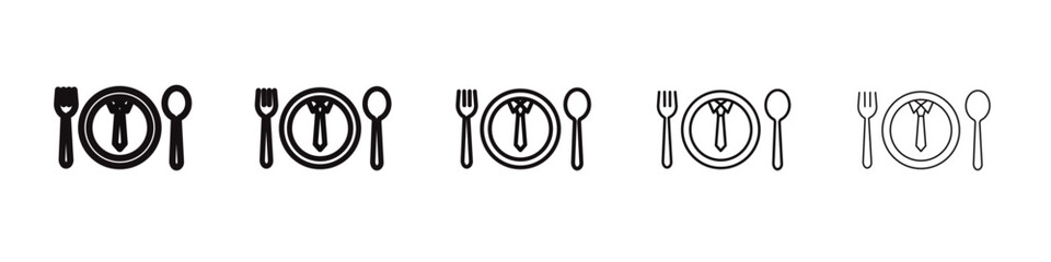 Business lunch, dinner icon black and white vector sign