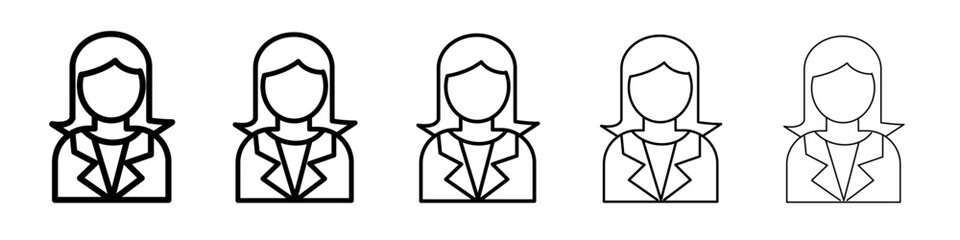 Obraz premium Business women icon black and white vector sign
