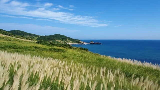 Reeds Field by the Sea