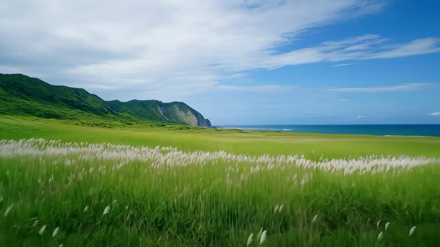 Reeds Field by the Sea