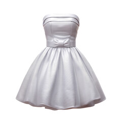 Elegant Strapless White Dress with Bow and Flared Skirt for Special Occasions and Celebrations Transparent background or png