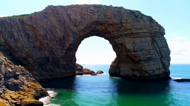 Magnificent Rock Arch Over the Ocean, A Stunning Coastal Landscape View