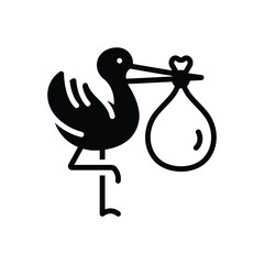 Black solid icon for stork