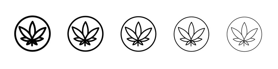 Cannabis leafs icon black and white vector sign