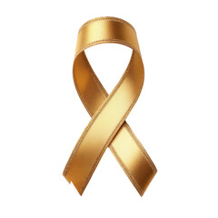 Golden Awareness Ribbon Symbolizing Hope and Support for Various Causes and Movements Transparent background or png