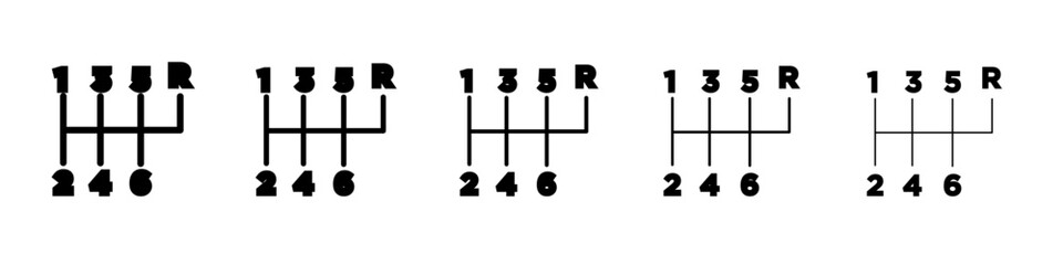 car manual shift lever icon black and white vector sign