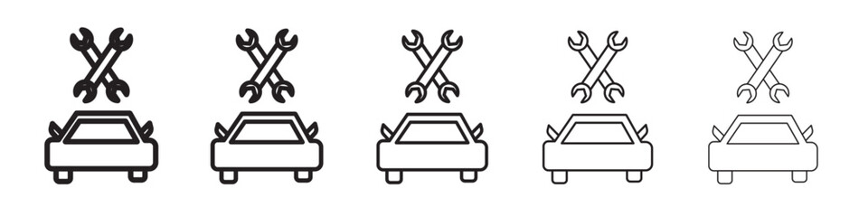 Car repair icon black and white vector sign