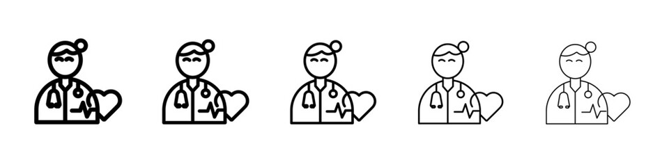 Cardiologist icon black and white vector sign