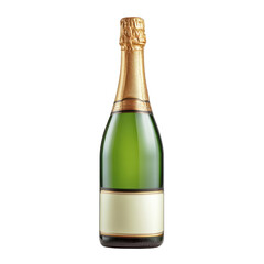 Elegant Champagne Bottle with Gold Foil Cap Isolated on White Background for Celebratory Events and Special Occasions Transparent background or png