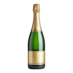 Elegant Champagne Bottle with Gold Foil and Blank Label Isolated on White Background for Celebration and Party Themes Transparent background or png