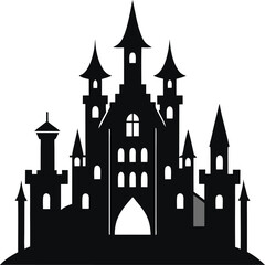 Towered Castle Silhouette Vector Illustration Design