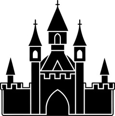 Obraz premium Silhouette Vector of Fantasy Castle with Towers and Walls