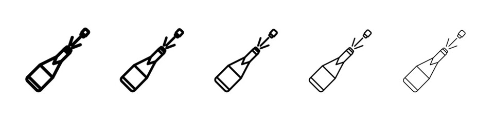 Champagne bottle icon black and white vector sign