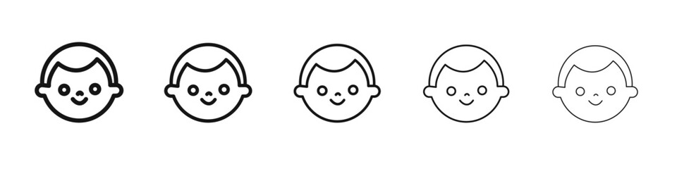 Child face icon black and white vector sign
