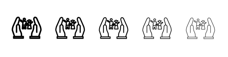 child protect icon black and white vector sign