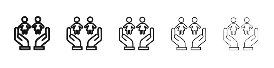 child protect icon black and white vector sign