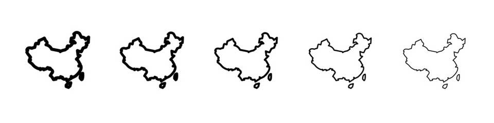 china map icon black and white vector sign
