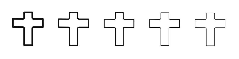 Obraz premium Christian Cross icon black and white vector sign