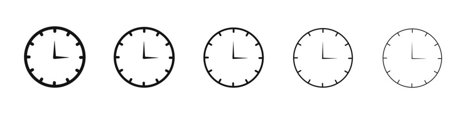 Clock icon black and white vector sign