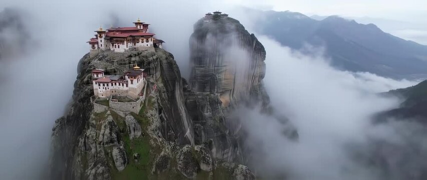 Bhutan's Majestic Tiger's Nest Monastery Perched Atop a Cliffside Mountain