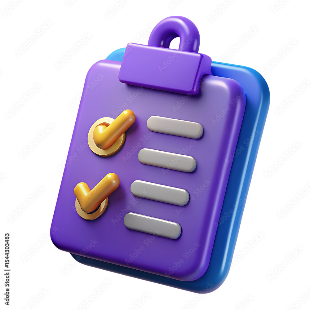 Poster 3d checklist icon clipboard app isolated on transparent background