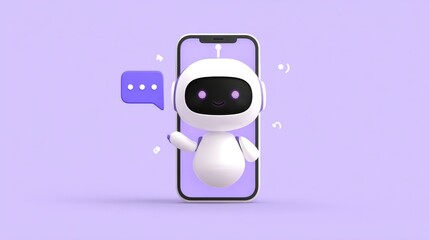 Artificial intelligence chatbot appearing on mobile phone screen with message bubble.

