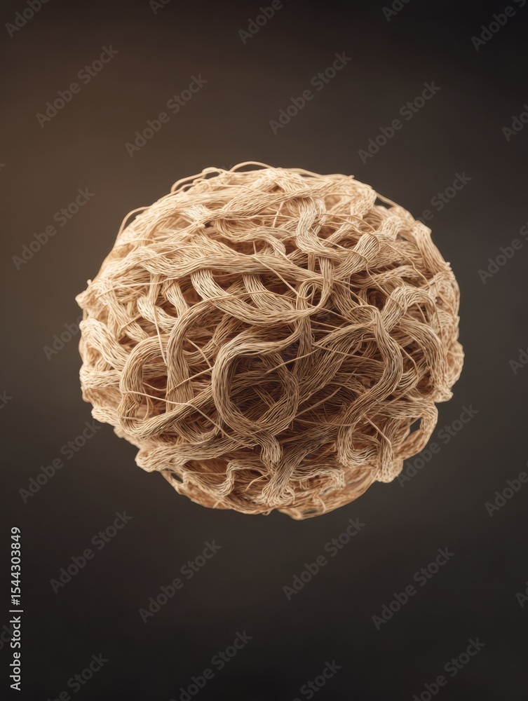 Poster Creative Representation of a Ball of String Evolving Into a Nervous System in a Unique Artistic Concept
