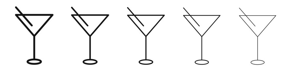 Cocktail icon black and white vector sign