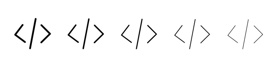 Coding icon black and white vector sign