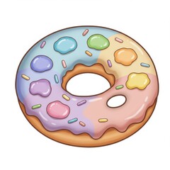 Fototapeta premium Pastel Rainbow Donut with Sprinkles Illustration