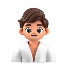 3D Karateka Avatar white uniform, perfect for martial arts, sports, and character-themed design. High-quality 3D icon illustration