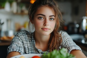 Young female planning a ketogenic diet menu for her weight loss program, prioritizing low-carb, high-fat food choices for health., Generative AI