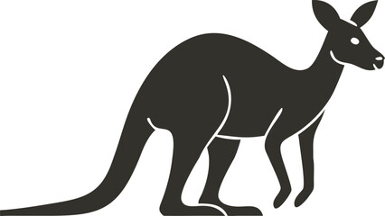 Fototapeta premium Minimalist Kangaroo Silhouette – Simple Black and White Iconic Vector Illustration