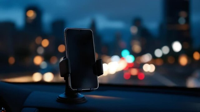 Night drive smartphone car mount city lights